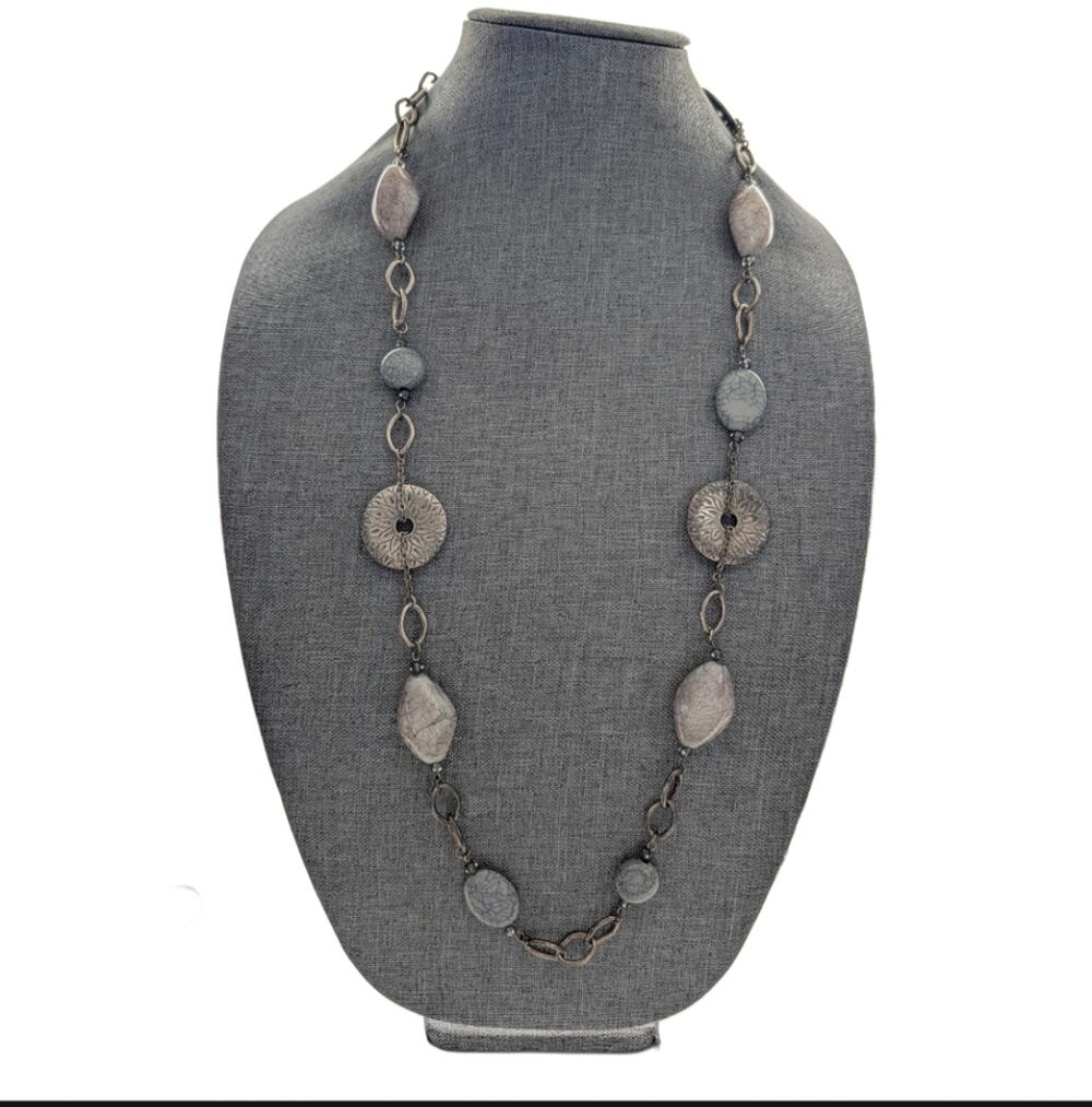 Premier Designs Silver Tone Bohemian Style Faux Stone Mandala Layering Necklace
